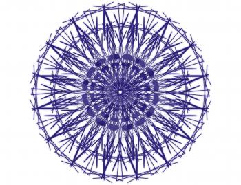 Blue mandala spiritual circle isolated on white background.