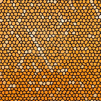 Abstract orange stone mosaic with black joints. Square aspect ratio.