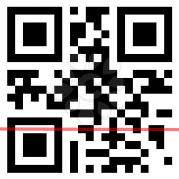 QR Code with scanning red line.
