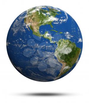 Planet Earth 3d render. Earth globe model, maps courtesy of NASA