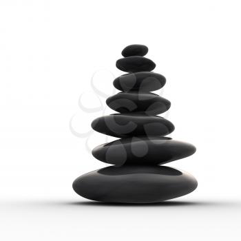 Balanced row from zen pebbles. 3d render