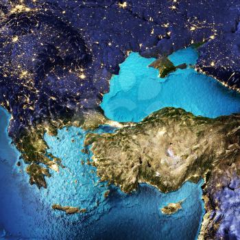 Greece and Turkey. Elements of this image furnished by NASA. 3D rendering