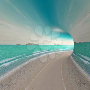 Travel concept. 3d render landscape digital graphic