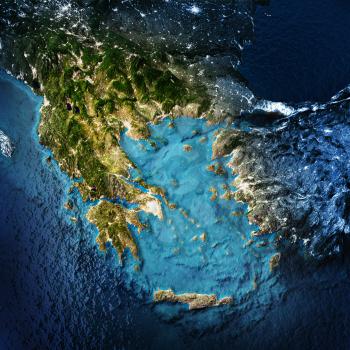 Greece and west Turkey. Elements of this image furnished by NASA. 3D rendering