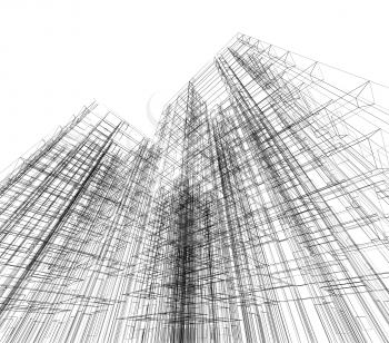 Construction blueprint. 3d rendering image futuristic background