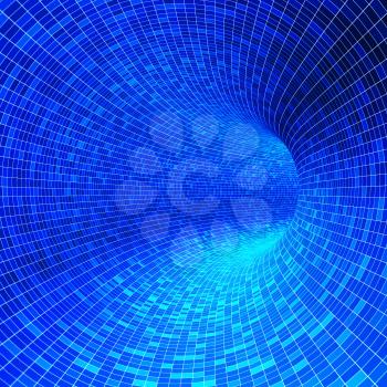 Blue mosaic tunnel. High resolution 3d rendering