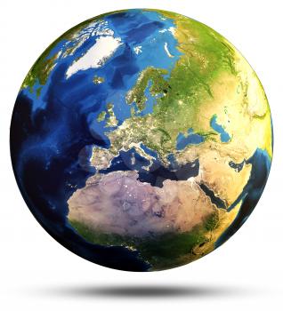 Earth sphere map. Elements of this image furnished by NASA. 3d rendering