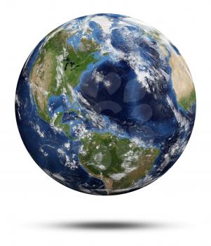 Planet Earth. Earth globe 3d rendering, maps courtesy of NASA