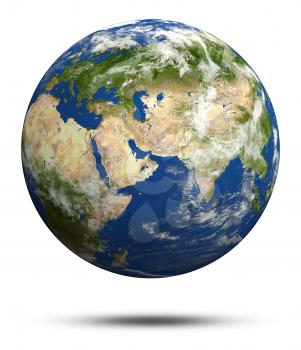 Planet Earth 3d rendering. Earth globe model, maps courtesy of NASA