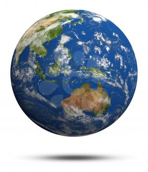 Australia and oceania. Earth globe model, maps courtesy of NASA 3d rendering