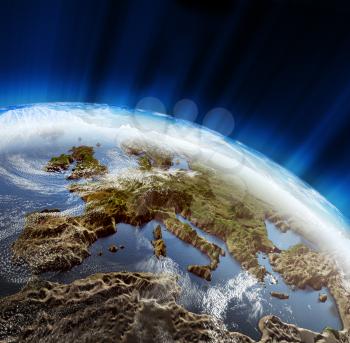 Europe 3d rendering landscape planet. Maps courtesy NASA