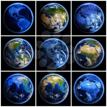Earth globe set. Elements of this image furnished by NASA 3d rendering