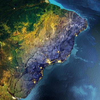 South America, Brazil, Argentina. Elements of this image furnished by NASA. 3D rendering