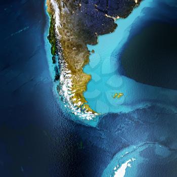 Patagonia, South America, Andes. Elements of this image furnished by NASA. 3D rendering