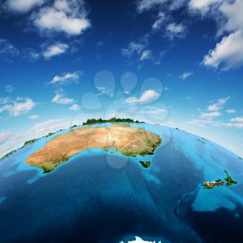 Australia and New Zeland. Elements of this image furnished by NASA 3d rendering