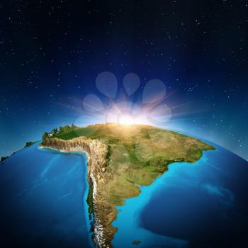 South America from space. Elements of this image furnished by NASA 3d rendering