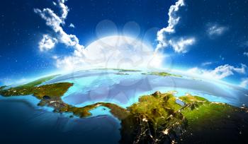 Central America. Elements of this image furnished by NASA. 3D rendering