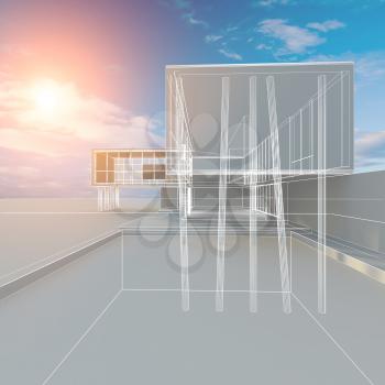 Building construction. design and 3d rendering model my own