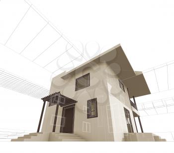 House construction. Building design and 3d rendering model my own