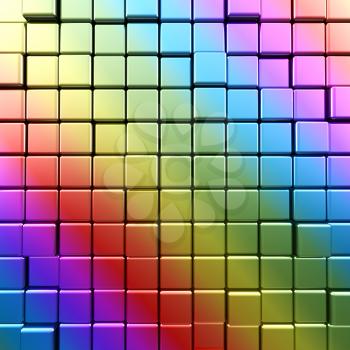 Rainbow cubes. High quality 3d rendering colors background