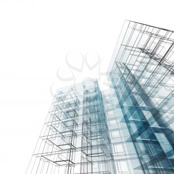 Abstract building 3d rendering. Architecture design and model my own