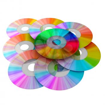 CD set. Rainbow colors discs 3d rendering