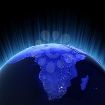 Africa volume 3d rendering. Maps from NASA imagery