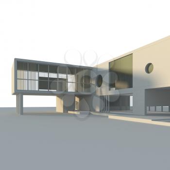 Modern building isolated. Building design and 3d model my own