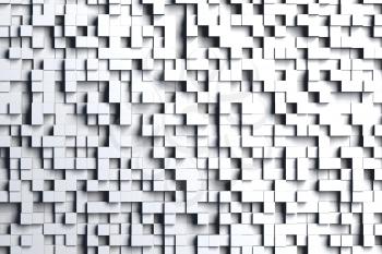 Abstract gray or black and white 3d geometric cube or box shape tiles background or pattern design in bright light.