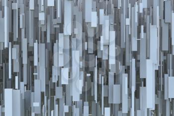 Abstract sci-fi gray 3d geometric background texture design pattern from high boxes levitating in space.