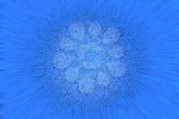 Abstract blue geometric small cube or box shape background or pattern design with blurred effect around center.