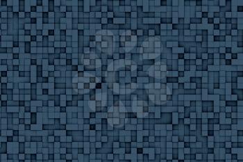 Abstract dark blue geometric small cube or box shape background or pattern design.