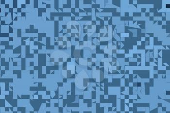 Abstract random and irregular blue geometric square and triangle shape background or pattern design.