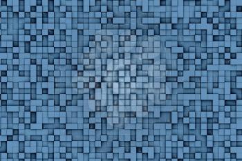 Abstract shiny or glossy blue geometric small cube or box shape background or pattern design.