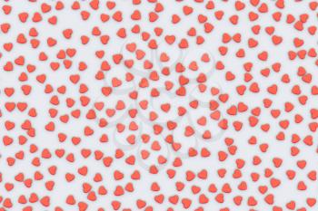 Valentine's Day abstract 3D illustration with red hearts on white background.