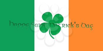 St. Patrick's Day. Flag Of Ireland With Clover Leafs 3D illustration