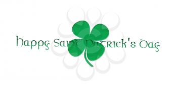 Happy Saint Patrick's Day. Text With Clover Leafs Isolated On White Background 3D illustration