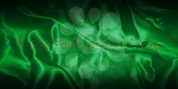 Happy Saint Patrick's Day. Text With Clover Leafs Isolated On Green Irish Background 3D illustration