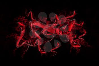 Love Concept. Arrows With Love Written On It Showing The Way On Black Background Full Of Red Smoke 3D illustration