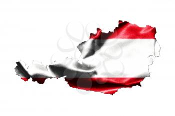 Map of Austria with national flag isolated on white background