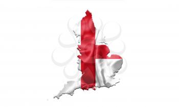 Flag of England With Map Isolated On White Bckground 3D illustration