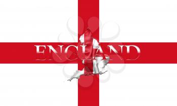 Flag of England With Map and Country Name On It On It 3D illustration