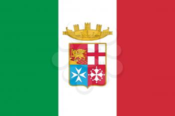 Italy Flag. Official colors and proportion with Naval Ensign. National Flag of Italy illustration