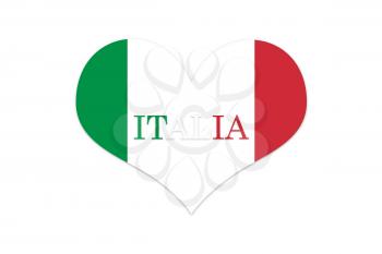 Italy Flag in Shap Of Heart. Official colors and proportion. Isolated on white Bacground illustration