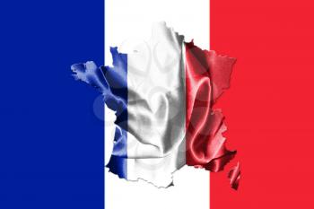 French National Flag With Map Of France On It 3D illustration
