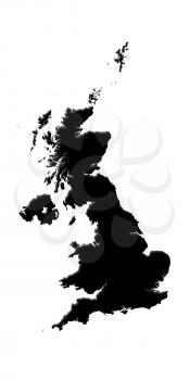 United Kingdom Map Painted Black Isolated On White Background 3D illustration