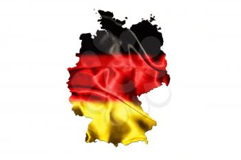 Map of Germany with national flag isolated on white background