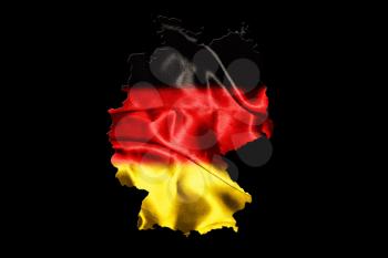 Map of Germany with national flag isolated on black background