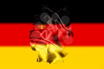 Map of Germany with national flag on background