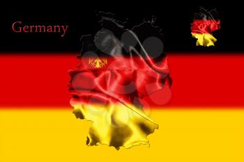 Map of Germany with national flag isolated 